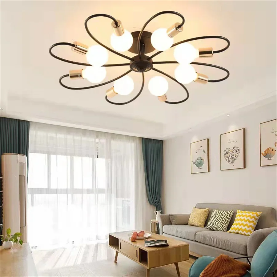 

Modern 3/6/8 Heads LED Ceiling Lights Industrial Iron Art Nordic Chandelier Lights Home Decor Dining Living Room Ceiling Lamps