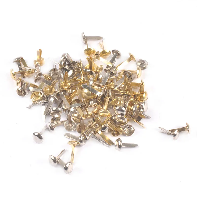 Mixed Gold Silver Metal Brads Scrapbooking Embellishment Fastener 100pcs/lot 4.5*8mm DIY Decoration Paper Card Crafts