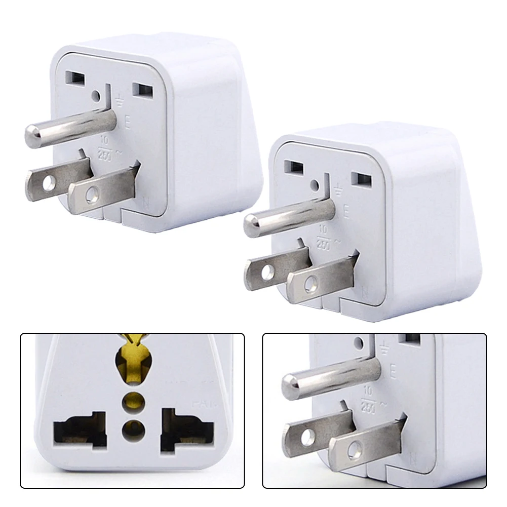 

2pcs U S Travel Plug Adapter Universal To America Power Converter 250V Socket Electrical Equipment Supplies