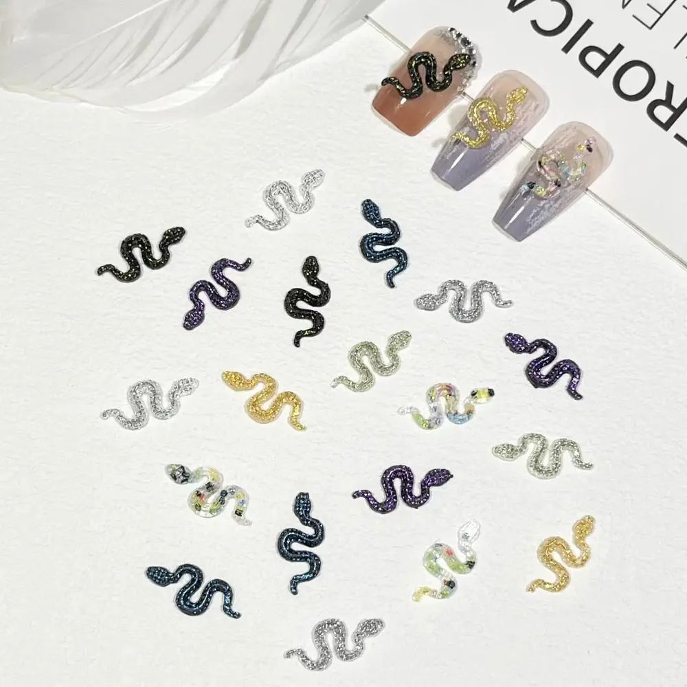 

Mini Noctilucent Sparkling Snake Resin Cabochon Charms Nail Art Decoration Flatback Manicure Parts
