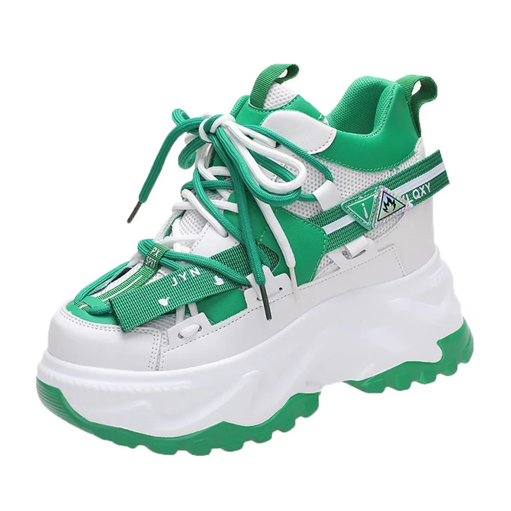 

2022 Spring Women Chunky Sneakers Breathable Casual Shoes 10 CM Wedge Heels Platform Trainers Chaussures Femme Sports Dad Shoes
