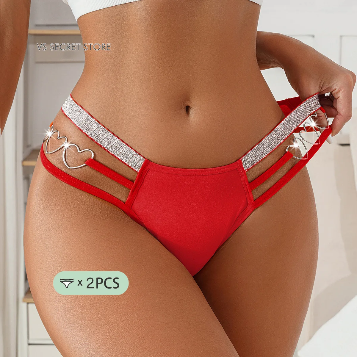 

2PCS Women Sexy Love Panties Seamless G-String Thongs Hollow Out Low Rise Underpants Female Breathable Underwear Soft Lingerie