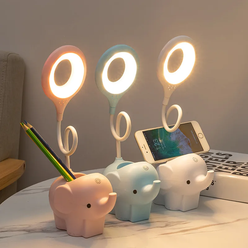 Creative Elephant LED Table Lamp USB Powered Light Three Color Temperature Adjustable Learning Table Lamp Eye Protection Lamp