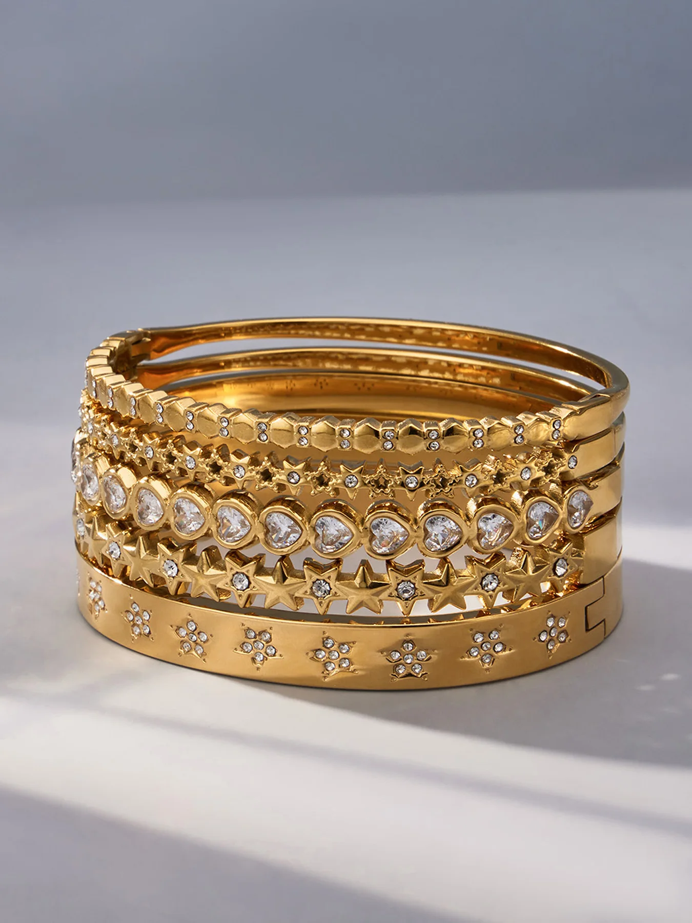 Riesenrad-Armband aus Edelstahl für Damen, dünnes Armband mit Zirkonia, PVD-vergoldet, anlaufgeschützt, Handgelenkschmuck – Detail 1