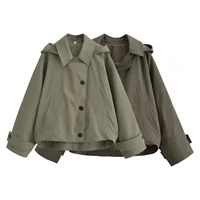 Female Cape Style Windbreaker Jackets Coat Hood Cropped Jacket Women Solid Trench Coat Autumn Long Sleeve Autumn Winter Coats