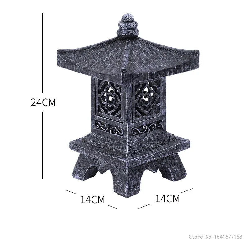 Chinese Zen Imitation Stone Tower Resin Landscape Rechargeable Palace Lamp Home Indoor Courtyard Living Room Office, Study Decor