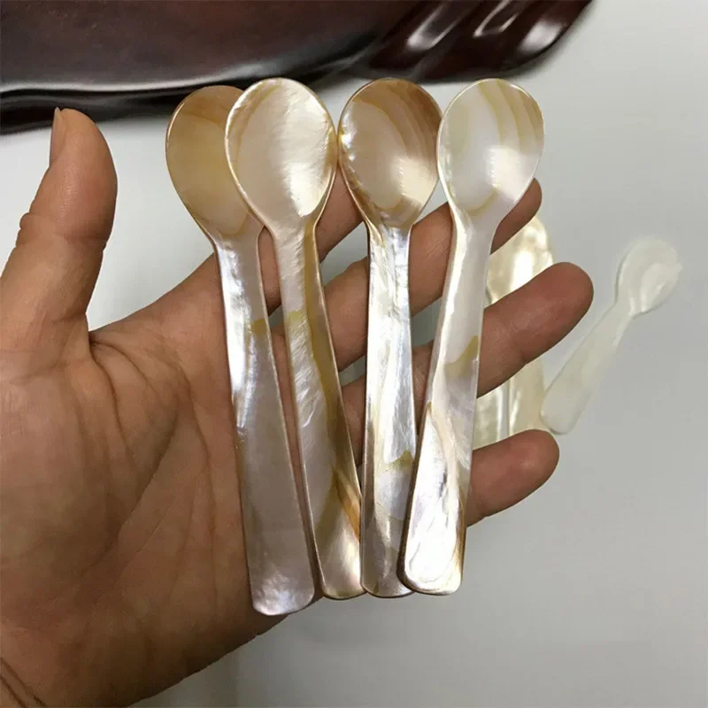 9-13CM Natural Pearl Shell Caviar Spoon for Coffee Dessert Handcrafted Shell Ice Cream shell spoon