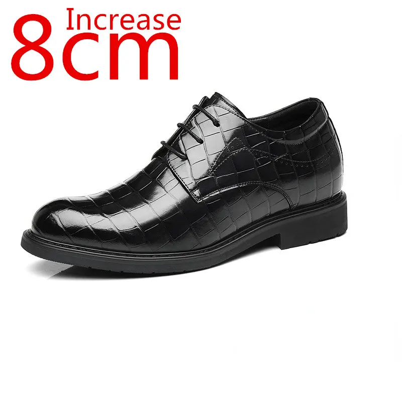 

Heightening Shoes Spring/Autumn Men New Genuine Leather Glossy Business Men's Formal Leather Shoes 6cm Elevator Round Head Shoes