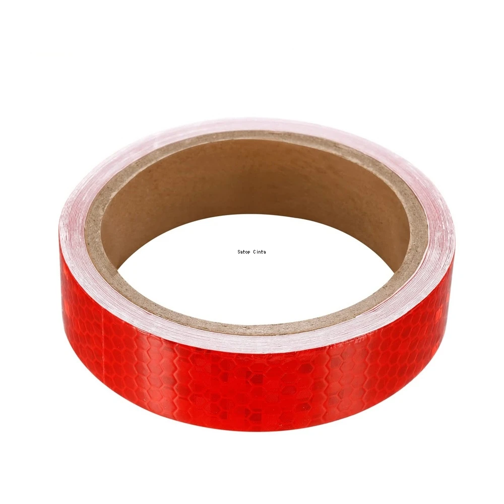 Red Shining Stars Reflective Safety Tape - Waterproof Adhesive Warning Strip