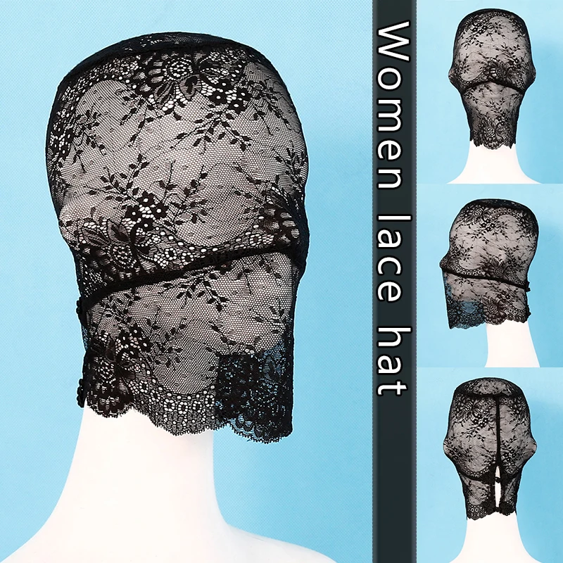 

Adult Lace Head Mask Women Couples Black Lace All Inclusive Headgear Restraint Hood Personalized Dressing Up Performance Props