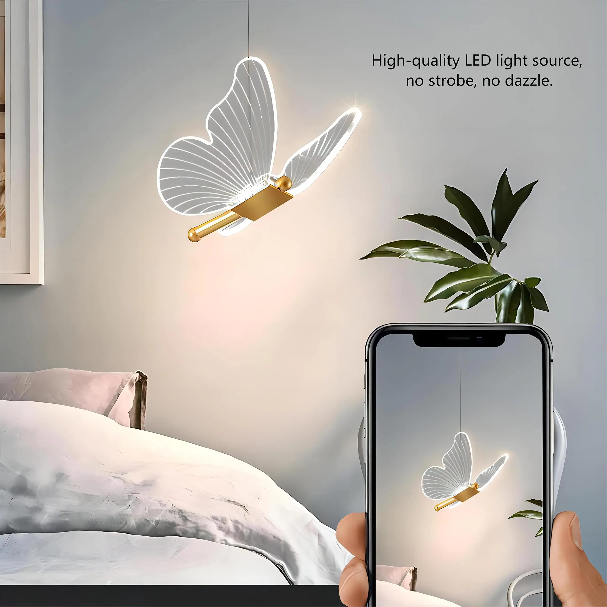 Bedside butterfly chandelier art small chandelier bedroom home decoration bedside lamp modern simple study room art acrylic 4