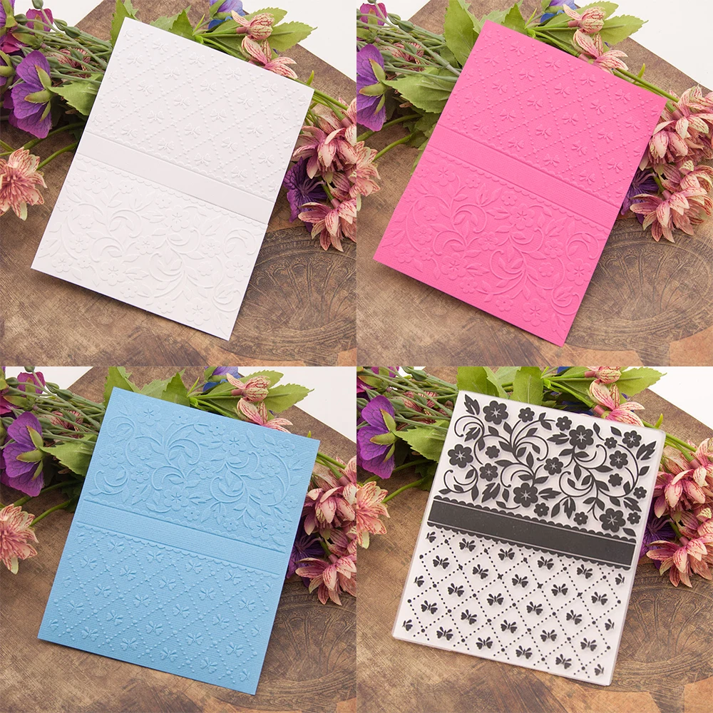 Plastic embossing folder Embossing folder 3D Embossing Folders Flower Plastic Material for Handmade Paper Card Photo Album Scrapbooking Stencil Mold Resuable Multipurpose