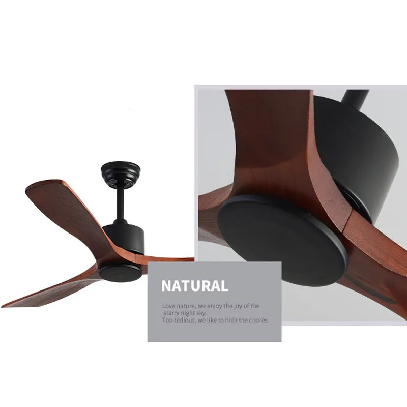 Modern Vintage Wooden Ceiling Fan Without Lights Loft Wood Ceiling Fans with Remote Control Decorative Home fan DC 220v