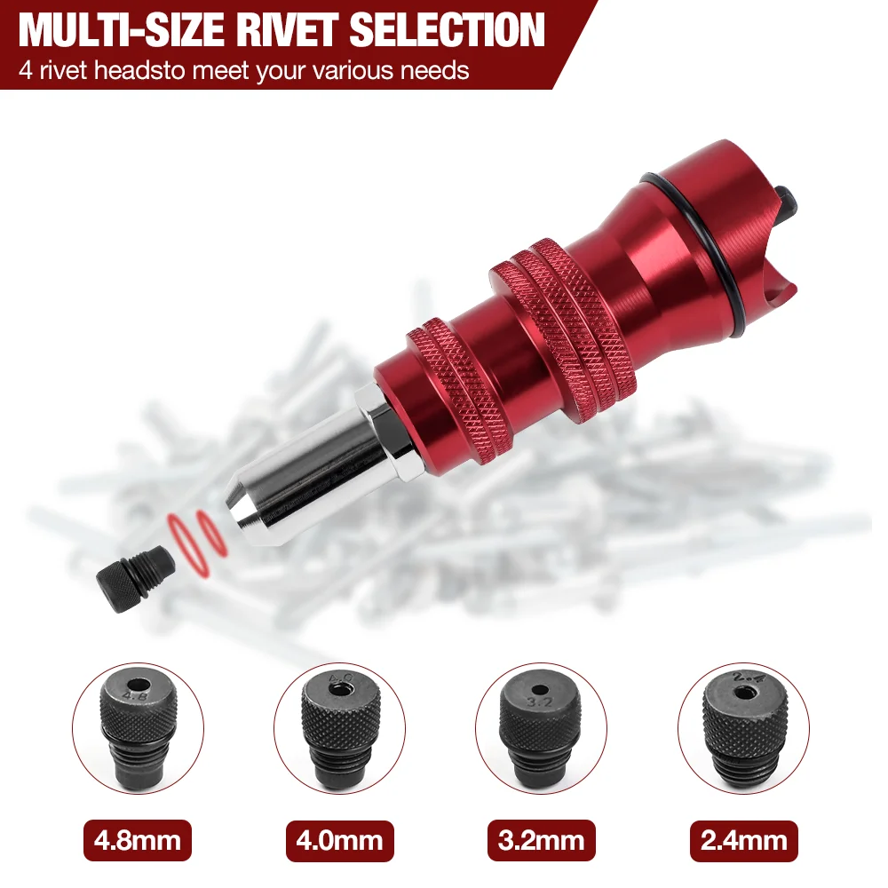 Riveting Machine Electric Rivet Gun Adapter Home 2.4mm-3.2mm-4.0mm-4.8mm Riveting Tools Cordless Multi-function Riveting Machine