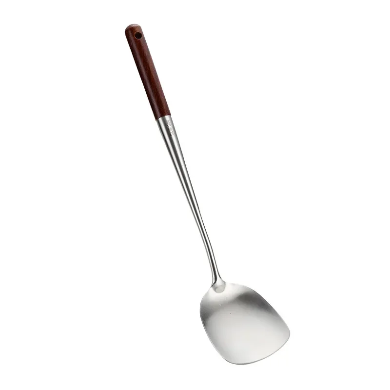 Extended 304 Stainless Steel Spatula Wooden Handle Home Kitchen Frying Cooking Utensils Spoon Leaking Spatula Cooking Tools Set