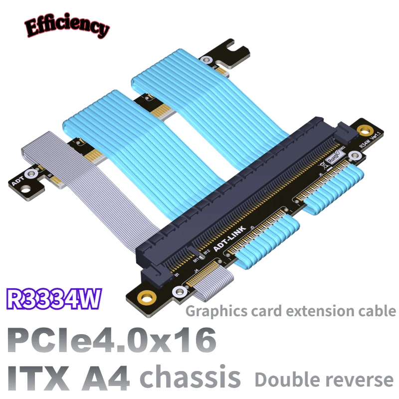 

ADT PCIe 4.0 X16 Riser Cable Graphics Card Extension Dual Reverse Supports ITX A4 Chassis Gen4.0 Full-speed Stable