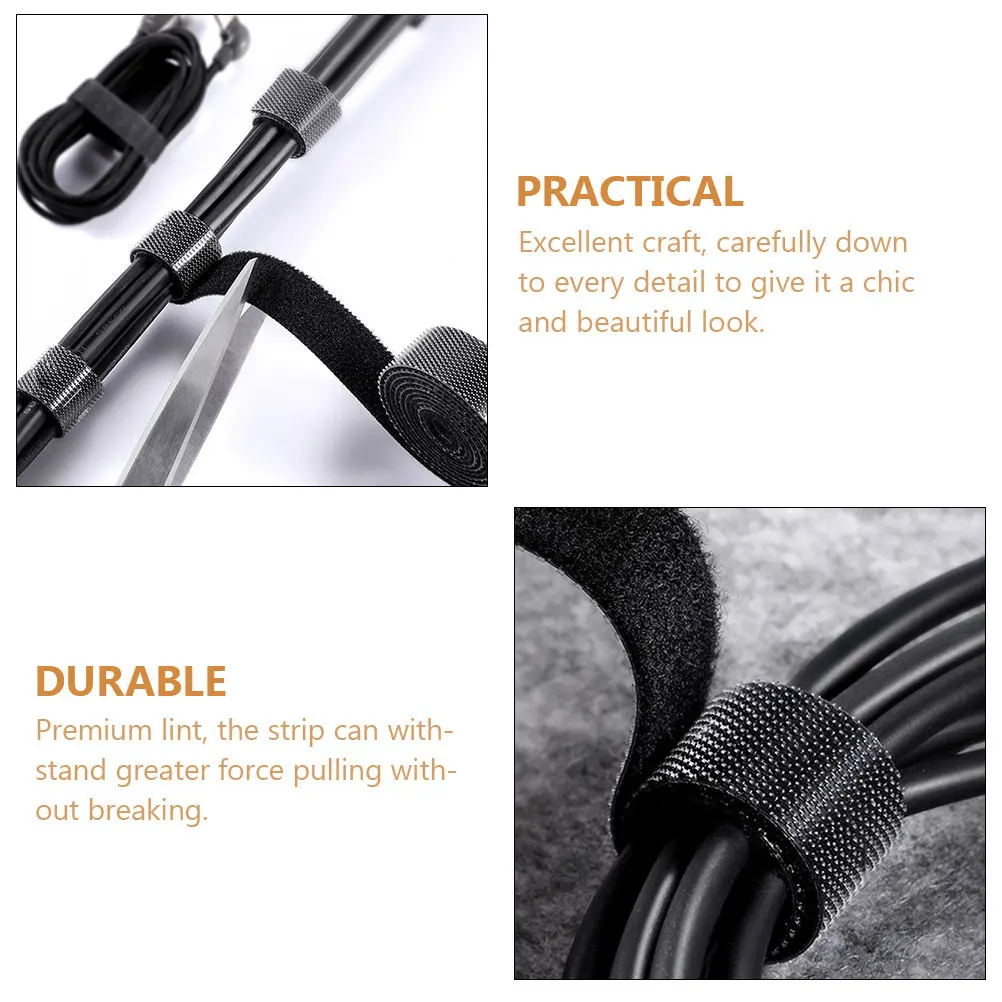 1미터 프리미엄 재사용 가능 케이블 타이 코드 랩 (헤드폰, 데이터 네트워크 케이블, 데스크탑 와이어 정리용)