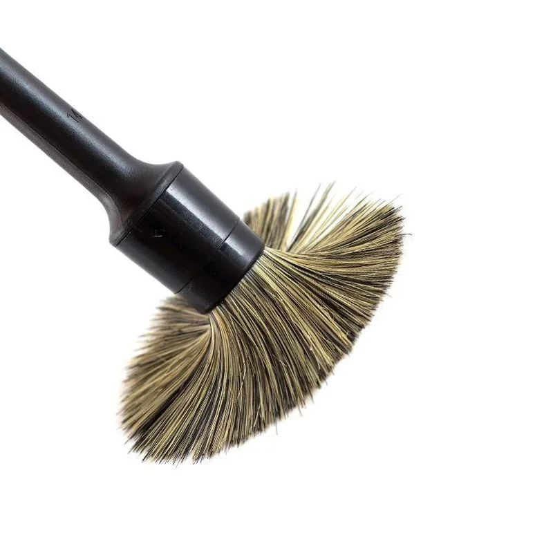 3 Pcs Natural Boar Hair Car Detailing Brush Set Soft Bristle Car Cleaning Brush Kits Atuo Tire wheel Wash Exterior Accessories 3