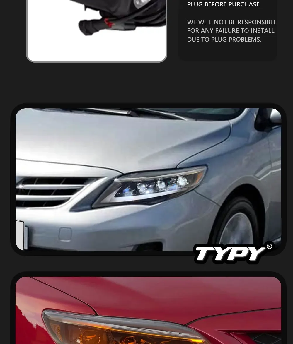 نوع سيارة لتويوتا الولايات المتحدة كورولا المصباح 2010-2013 ترقية تعديل جديد DRL ديناميكية بدوره إشارة LED المصباح اكسسوارات السيارات