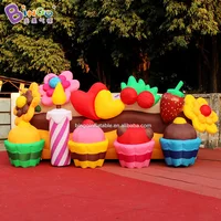New 6x2.2x2.5 mH Inflatable Cup Cake Castle Backdrop Wall For Decoration - BG-Z0167 1