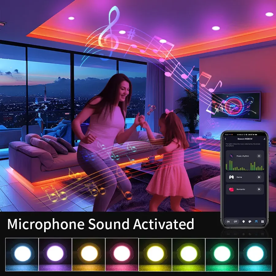 Tuya 스마트 LED 통 220V 10W 블루투스 RGB 디밍이 가능한 천장 조명 RF 2.4G 원격 스마트 라이프 APP 제어 침실 거실
