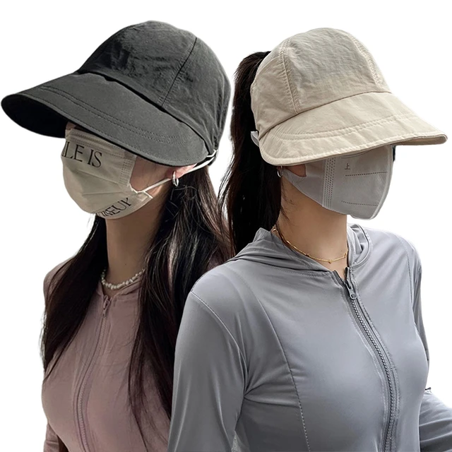 Adjustable Fisherman Caps Women Outdoor Beach Bucket Hat Summer UV  Protection Ponytail Sunhat Foldable Visors Panama Hats - AliExpress