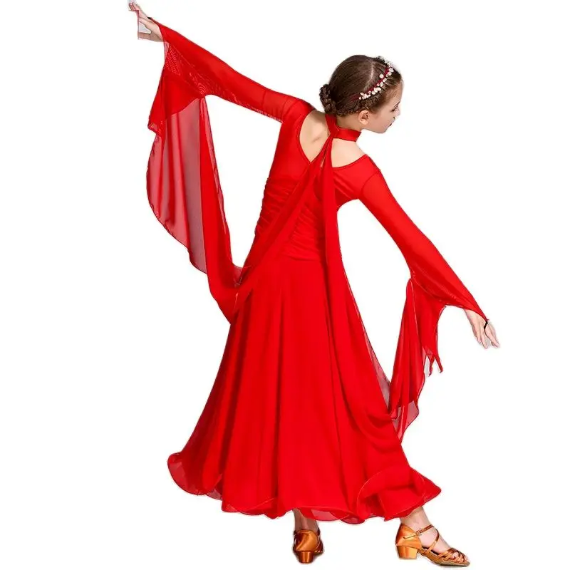 White Red ballroom dancing dresses for kids ballroom dress china girls