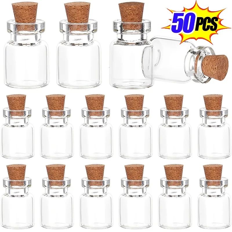 50/30/10pcs Mini Glass Bottles with Cork Stopper DIY Empty Message Wishing Bottle Drifting Bottles Pendant Party Gift