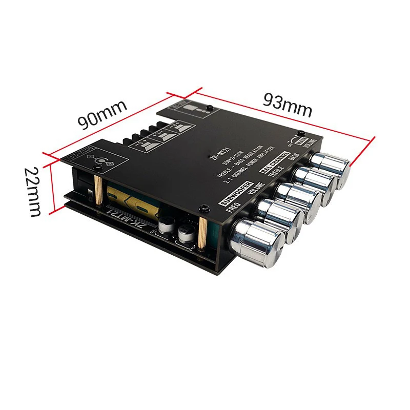 ZK-MT21 Sound Amplifier Module 2x50W+100W 2.1 Channel Subwoofer Bluetooth 5.0 Di