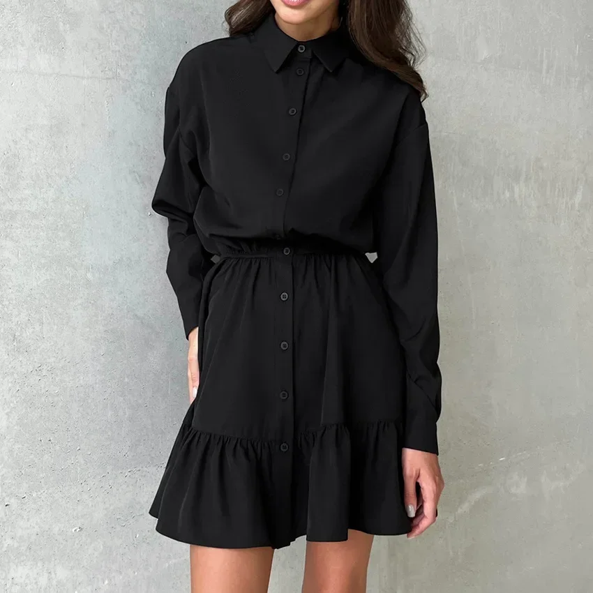 

Женская юбка-трапеция, платье-трапеция, Повседневное платье-рубашка, темпераментные платья, эстетизм, мода, весна, осень, 2021, 1 шт.