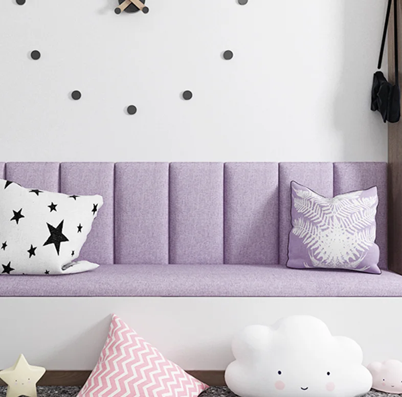 

Simple Anti -collision bedside board is decorated with wall stickers