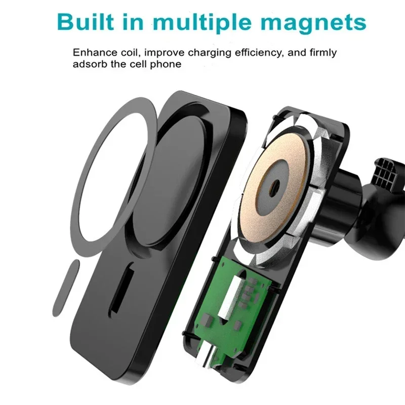 Magnetic Wireless Car Charger & Phone Holder Stand – 30W Fast Charging Station