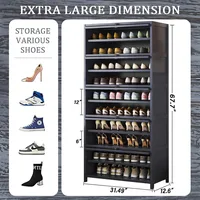 Shoe Cabinet, 40-45 Pairs Heavy Duty Bamboo Freestanding Shoe Storage Cabinet, 67.7'' Tall Shoe Rack with Open Storage 2