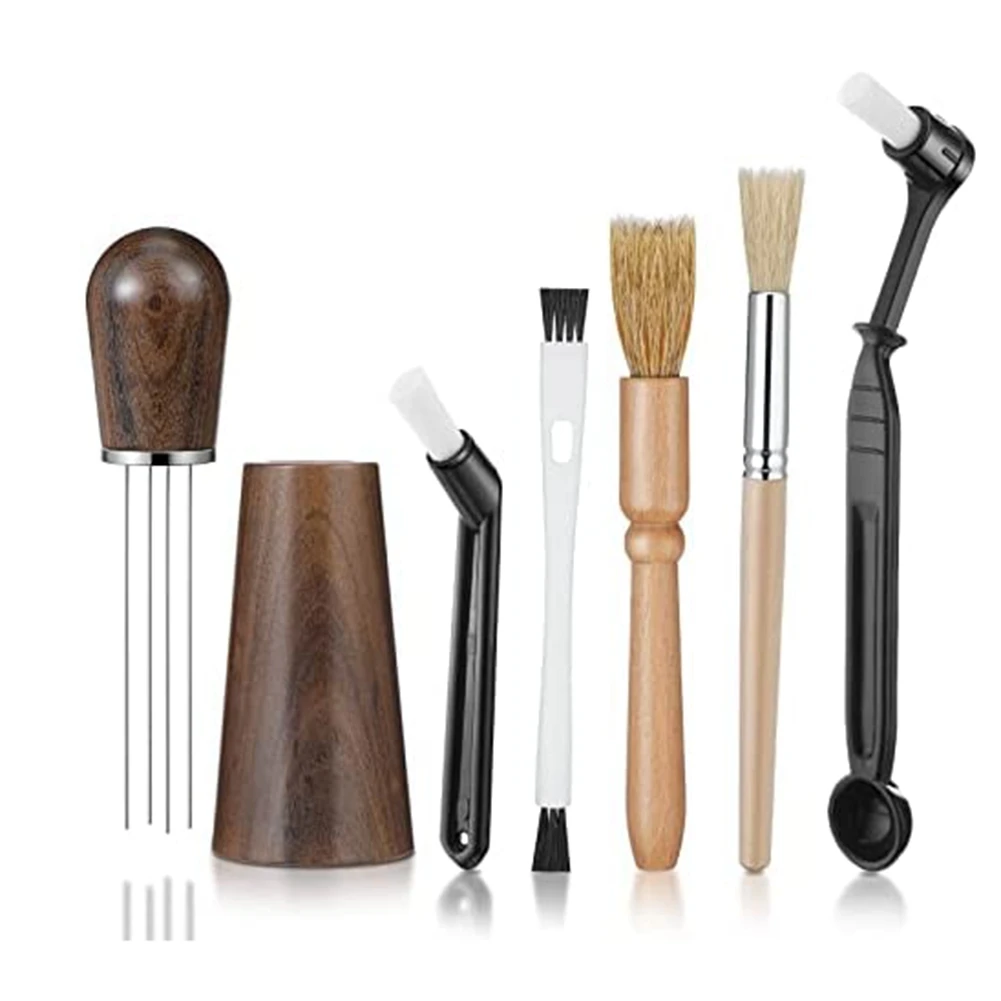 18 Piece Coffee Cleaning Brush Set - Espresso Machine & Grinder Brushes, Nylon & Hog Bristle, Barista Kit