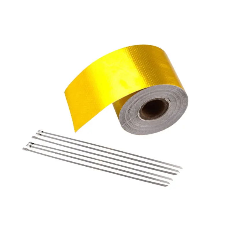 Car Exhaust Pipe Protect Heat Shield Self Adhesive Wrap Gold Aluminum Foil  Tape