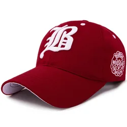 Unisex Summer Cotton Embroidered Snapback Hat - Casual Sport Sun Visor Cap (B- Wine Red)