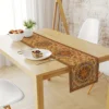 Abstract Sun Flowers Pattern Linen Table Runner Dresser Scarf Decor Farmhouse Washable Kitchen Dining Table Runners Table Decor 2