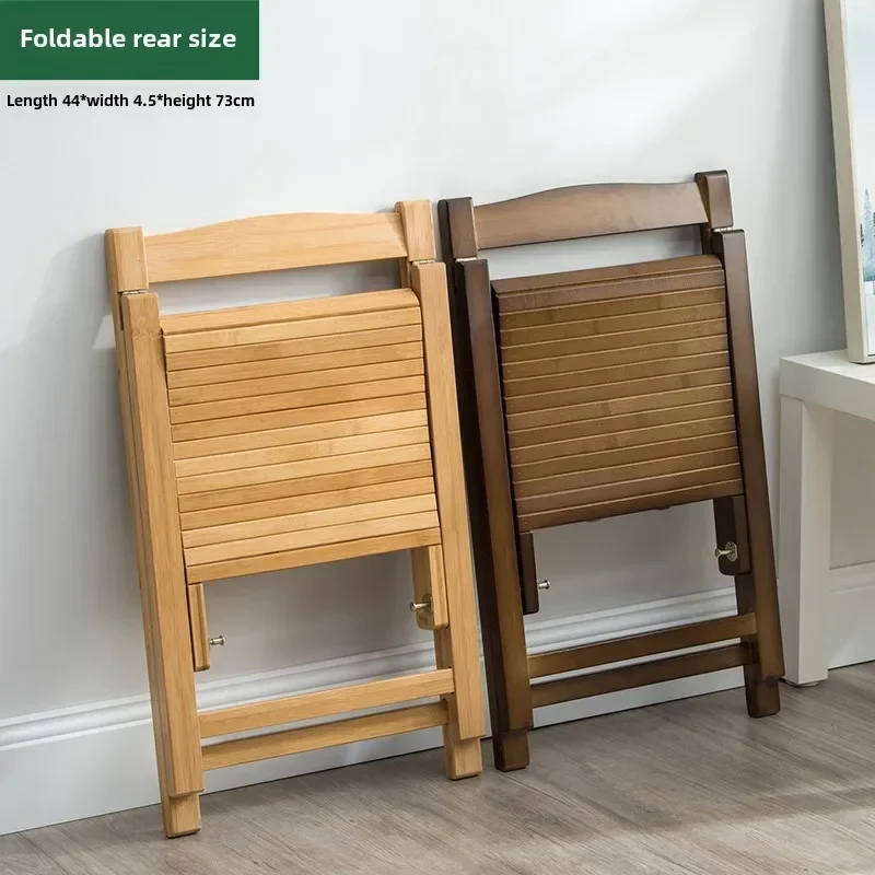 Simple Foldable Chair Natural Bamboo Backrest Seat for Home Portable Dining Chair with Stable Load Capacity Modern Furniture