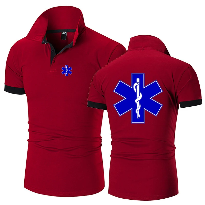 EMT Emergency Ambulance 2023 Men's new summer hot-selling high-quality shirts business casual Polos short-sleeved cotton breatha