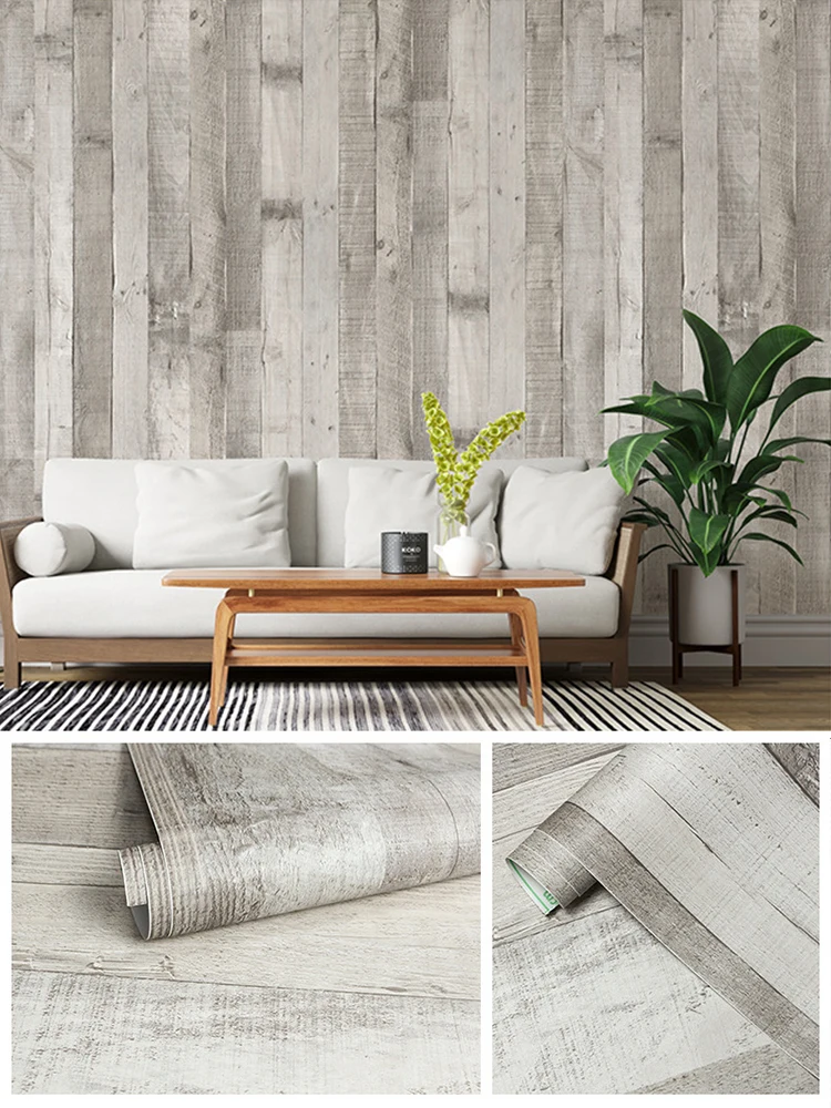 Vintage Dark Grey Wood Peel and Stick Wallpaper