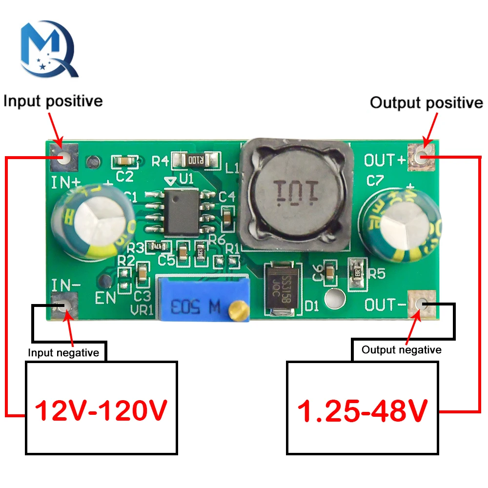 Modulo Buck Muslimp Drop 1.25V-48V Modulo Regolatore Di Tensione Scheda Step-Down Regolabile Ad Alta Tensione Alimentazione Del Veicolo Elettrico