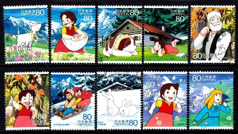 

10 шт., штамп японской почты, 2013, аниме герой, настоящий оригинал, используется с почтовой маркой, коллекция штампов