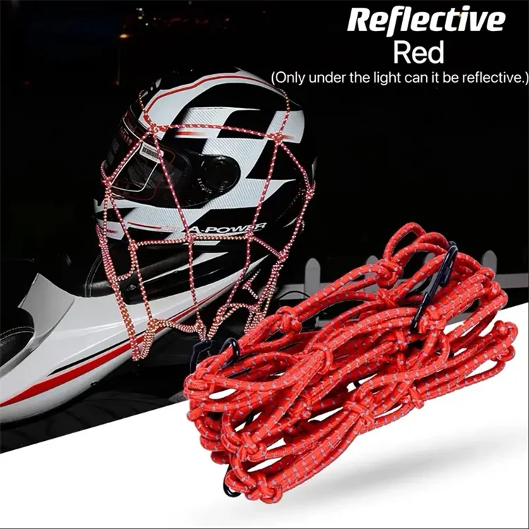 New Motorcycle Reflective Luggage Net Universal 6 Hooks Motorbike Helmet Mesh High Elasticity Moto Rear Seat Net Wear-resistant