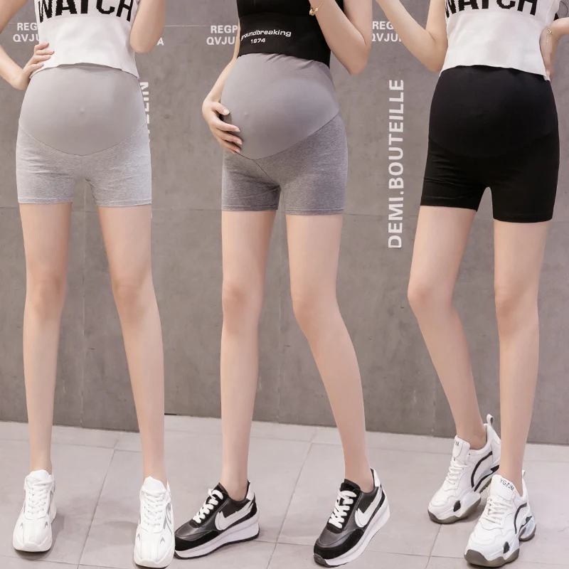 Summer Maternity Tight Shorts High Waist Breathable Skinny Leggings For