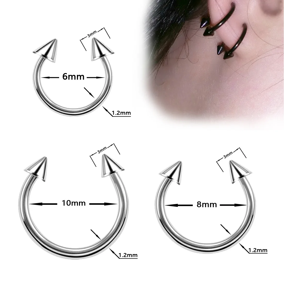 Body Piercing Jewelry Lot 14G Stainless Steel Nose Ear Belly Lip Tongue Ring Captive Bead Eyebrow Bar