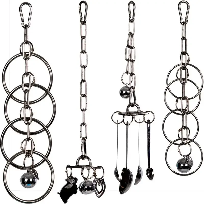 parrot toy bird toy bird cage accessories parrot 304 stainless steel toy gnawing climbing large medium-sized diamond gray machine puzzle bird cage display rack hanging