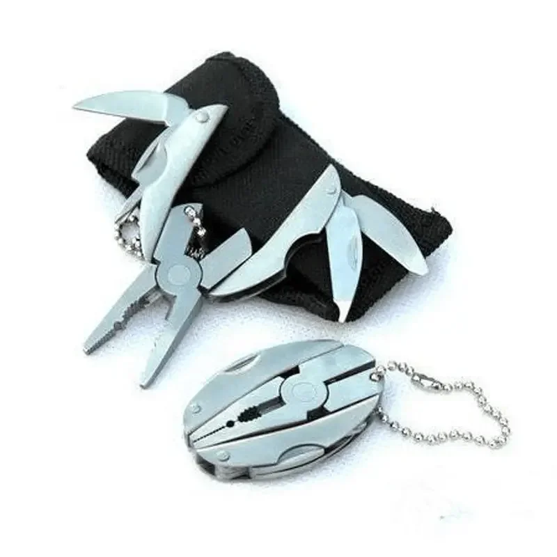 Portable Stainless Steel Multi-Tool: Pliers, Knife, Screwdriver with Keychain, Ideal for Outdoor Use
