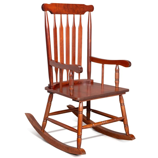 咖色 杨木 温莎 木摇椅-23