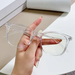 Oversized Black Square Anti - Blue Light Eyeglasses (Transparent)