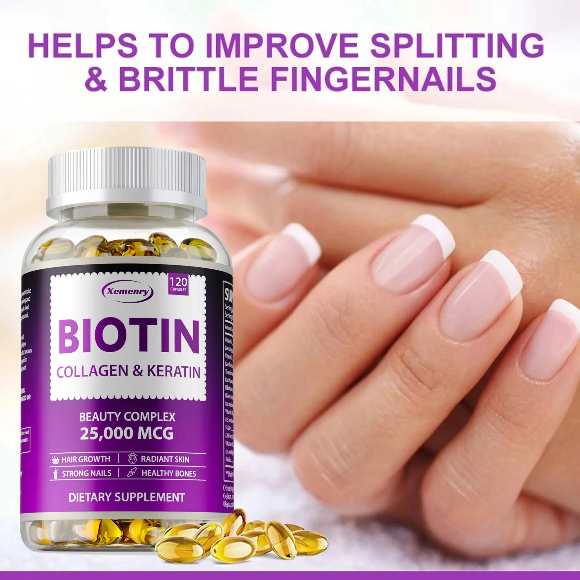 Biotin Collagen and Keratin Supplement - Support Healthy Hair, Strong Nails and Radiant Skin - Hair Growth for Men and Women - Image 3